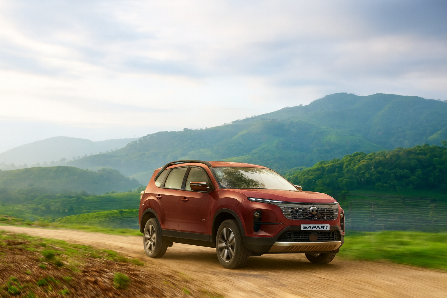 Tata Safari Adventure X Persona on rugged mountain trail