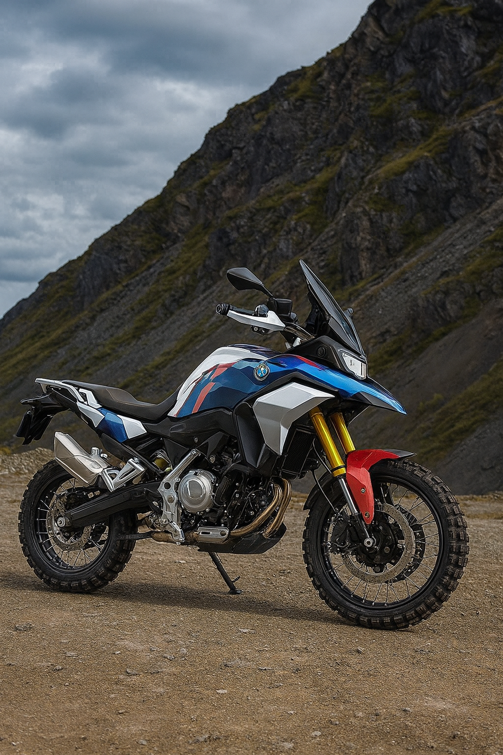 BMW F 450 GS parked in the mountains adventure motorcycle 2025